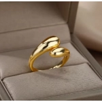 Stainless Steel Smooth Double Ball Beads Rings For Woman Open Gold Color Geometric Wedding Couple Rings Aesthetic Jewelry Gift