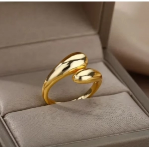 Stainless Steel Smooth Double Ball Beads Rings For Woman Open Gold Color Geometric Wedding Couple Rings Aesthetic Jewelry Gift