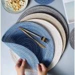 1pcs Round Table Mat Woven Ramie Placemats Anti Slip Dining Table Mats Non-Slip Tableware Bowl Pads Kitchen Drink Cup Coasters