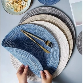 1pcs Round Table Mat Woven Ramie Placemats Anti Sl..
