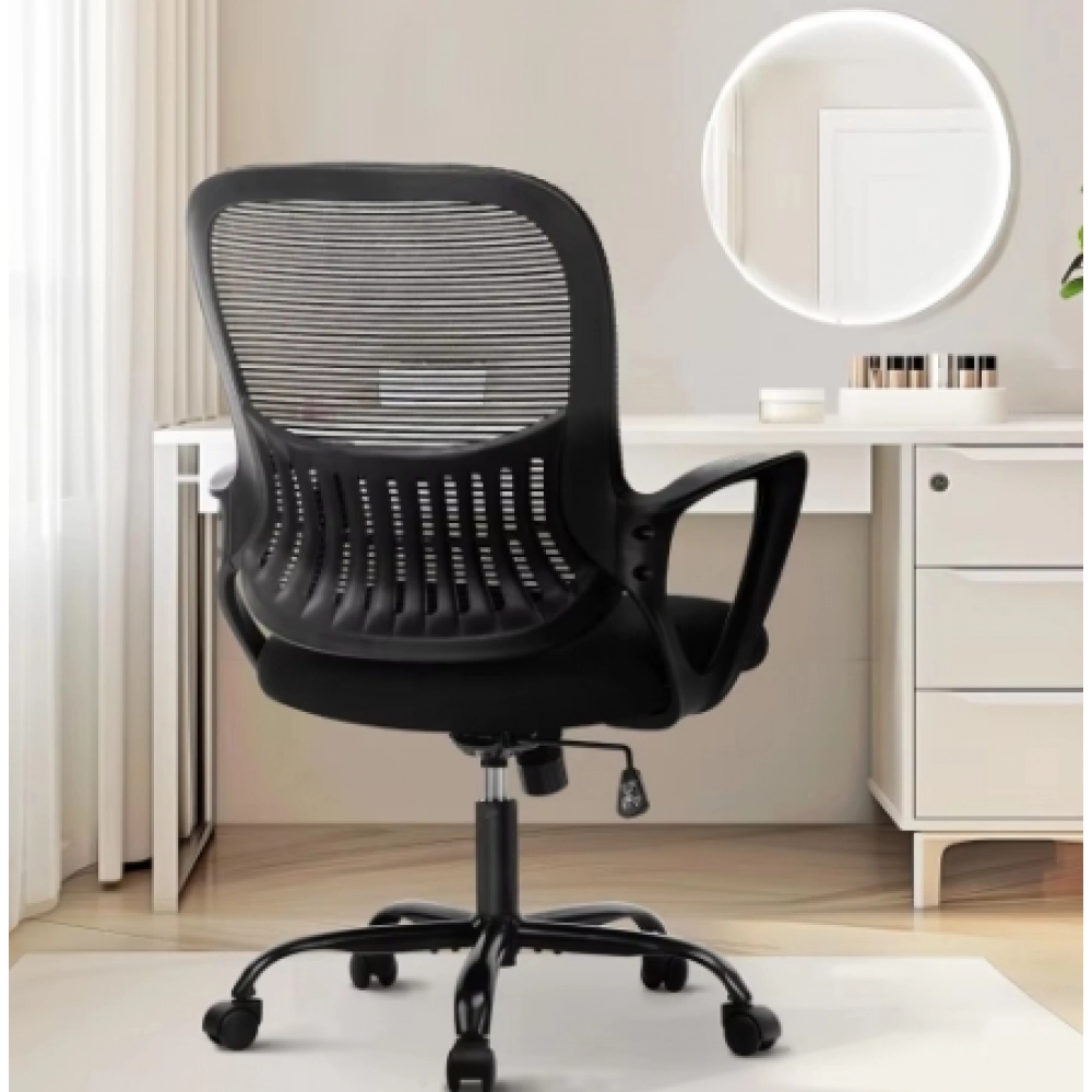 Office Computer Desk Managerial Chair,Ergonomic Mid-Back Mesh Rolling Work Swivel Chairs with Wheels,Lumbar Support,Arms